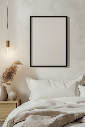 Empty-frame bedroom room scene template