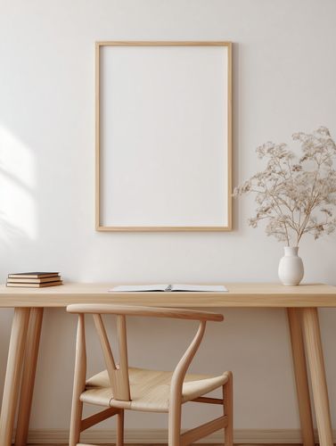 Empty-frame home office room scene template
