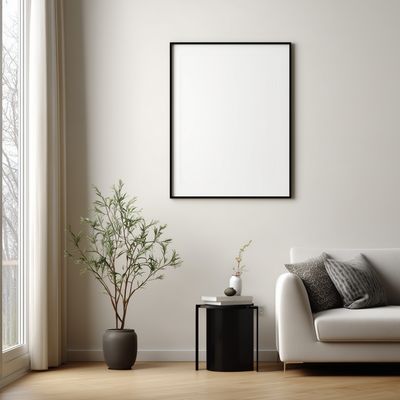 Empty-frame living room scene template